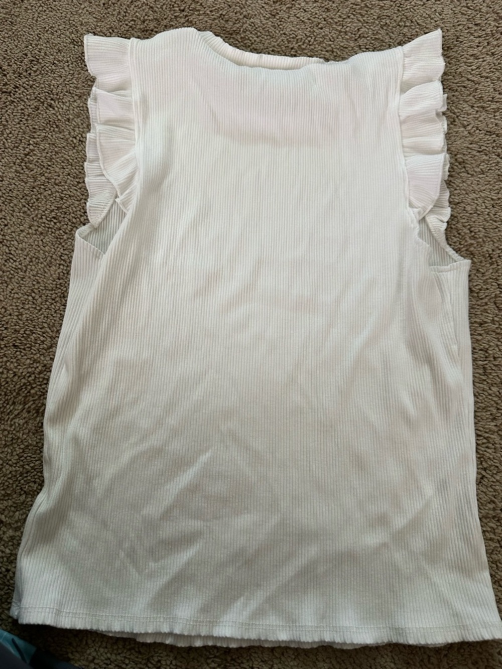 Francesca's White Ribbed Ruffle-Trim Tee - Picture 4 of 4